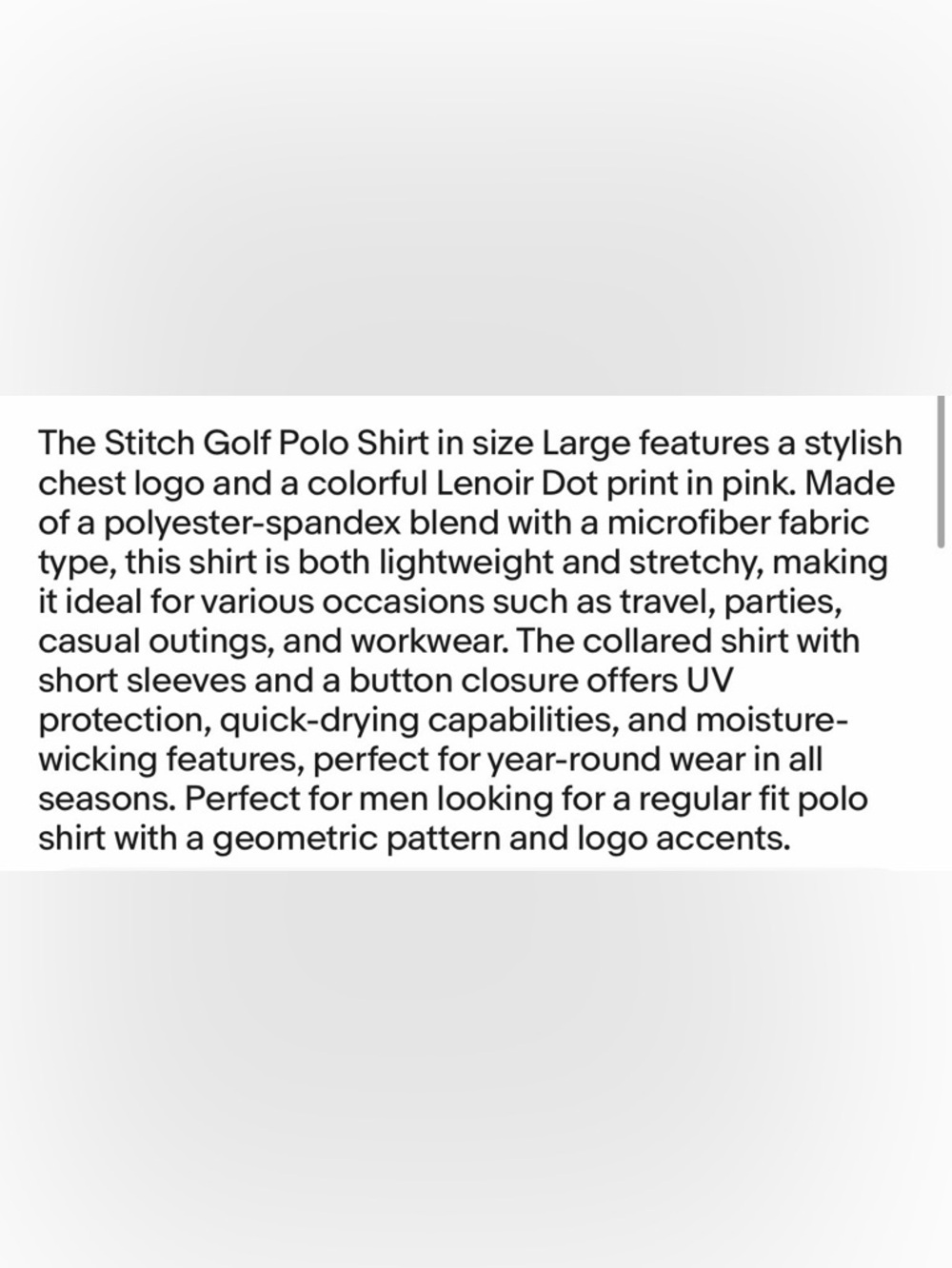 Stitch Golf Shirt Polo Chest Logo Lenoir Dot Print Large Pink NWT MSRP $118 - Picture 5 of 5
